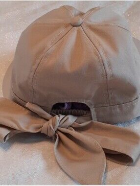 Kallina women's Packable ponytail sun visor hat with bow 100% breathable cotton